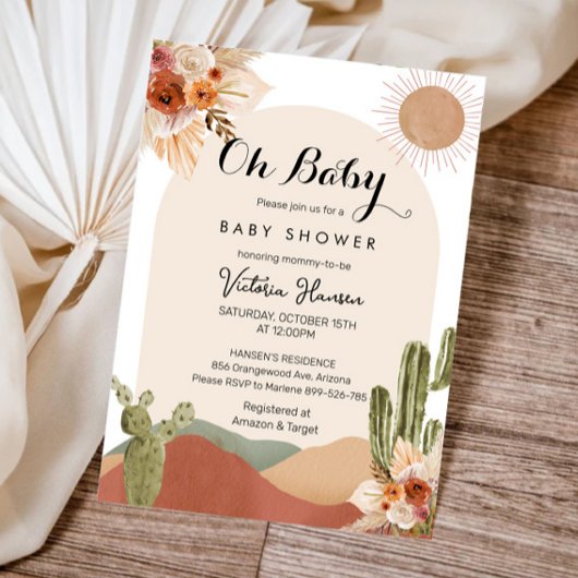 Oh Baby Cactus Woestijn Baby Shower Zuidwestelijk Kaart