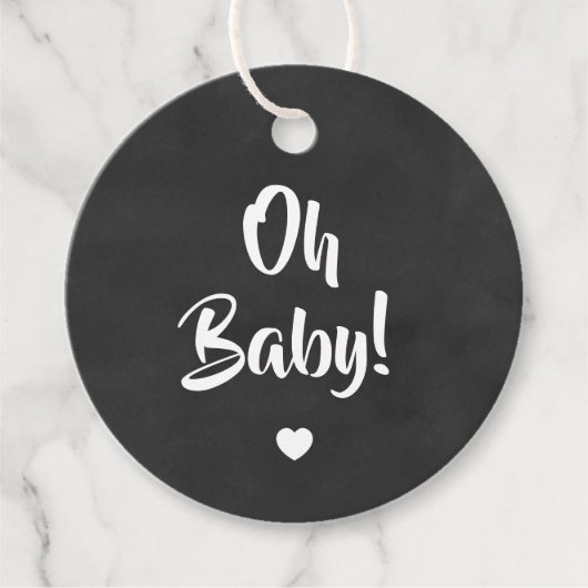 Oh Baby Cadeau Label, Baby showers Labels, krijtbo Bedankjes Labels (Voorkant)