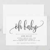 Oh Baby Calligrafie Baby shower Kaart (Voorkant / Achterkant)