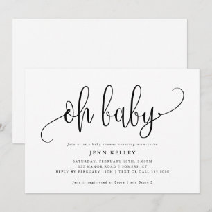 Oh Baby Calligrafie Baby shower Kaart