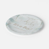 OH Baby. Calligrafie Ombré Blauwgroen blauwe strep Papieren Bordje (Gekanteld)