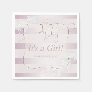 OH Baby. Calligrafie Ombré Roos Roze strepen Servet