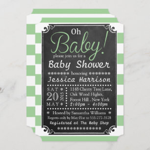 Oh Baby! Chalkboard en Baby shower met groene stre Kaart