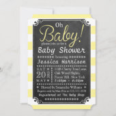 Oh Baby! Chalkboard en geel Stripe Baby shower Kaart (Voorkant)