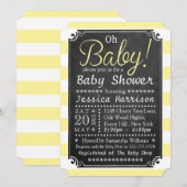 Oh Baby! Chalkboard en geel Stripe Baby shower Kaart (Voorkant / Achterkant)