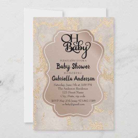 Oh Baby Champagne Folie Baby shower Uitnodiging (Voorkant)