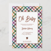 Oh Baby Checkered Baby shower Invitation Kaart (Voorkant)