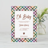 Oh Baby Checkered Baby shower Invitation Kaart (Staand voorkant)