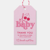"Oh Baby" Cherry op Top Dank U Gift Label Cadeaulabel (Voorkant)