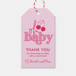 "Oh Baby" Cherry op Top Dank U Gift Label Cadeaulabel