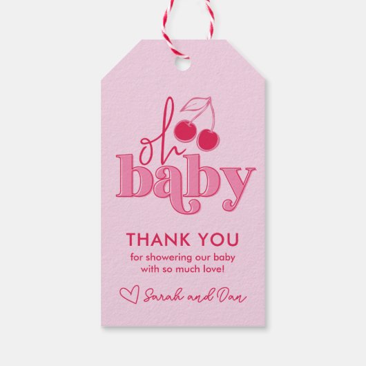 "Oh Baby" Cherry op Top Dank U Gift Label Cadeaulabel (Achterkant)