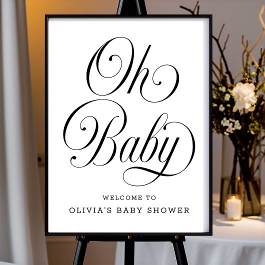 Oh Baby Chic B&W Neutral Baby Shower Welcome Sign Poster