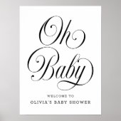 Oh Baby Chic B&W Neutral Baby Shower Welcome Sign Poster (Voorkant)