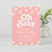 Oh Baby Chic Daisy Blush Pink Hippie Baby shower Kaart (Staand voorkant)