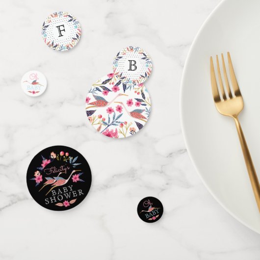 Oh Baby | Chic Floral Botanical Stork Baby shower Confetti (Groep)