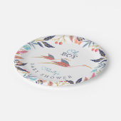 Oh Baby | Chic Floral Botanical Stork Baby shower Papieren Bordje (Gekanteld)