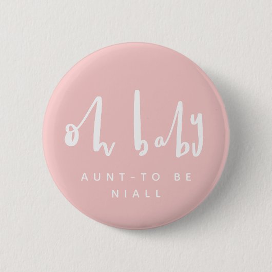 Oh baby, chic roze baby shower ronde button 5,7 cm (Voorkant)