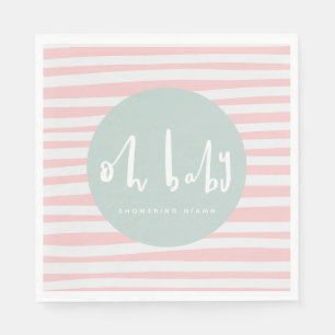Oh baby, chic roze baby shower servet