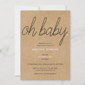 Oh Baby Chic Script Baby shower / Sprinkle Rustic Kaart (Voorkant)