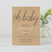 Oh Baby Chic Script Baby shower / Sprinkle Rustic Kaart (Staand voorkant)