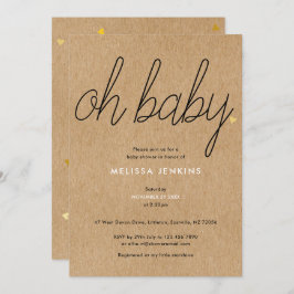 Oh Baby Chic Script Baby shower / Sprinkle Rustic Kaart