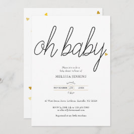 Oh Baby Chic Script Gold Love Heart Baby shower Kaart