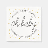 Oh Baby Chic Script Gouden Hart Baby Borrel Servet (Voorkant)