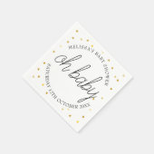 Oh Baby Chic Script Gouden Hart Baby Borrel Servet (Hoek)