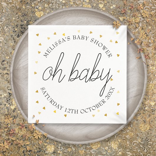Oh Baby Chic Script Gouden Hart Baby Borrel Servet