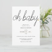 Oh Baby Chic Script Gouden Hart Baby Shower Kaart (Staand voorkant)