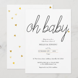 Oh Baby Chic Script Gouden Hart Baby Shower Kaart