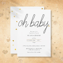 Oh Baby Chic Script Gouden Hart Baby Shower Kaart