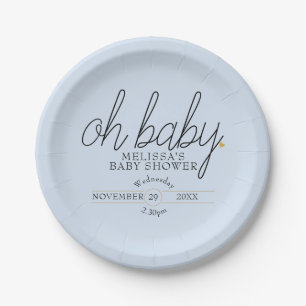 Oh Baby Chic Script Gouden Hart Baby Shower Papieren Bordje