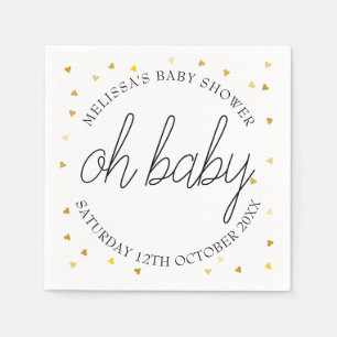 Oh Baby Chic Script Gouden Hart Baby Shower Servet