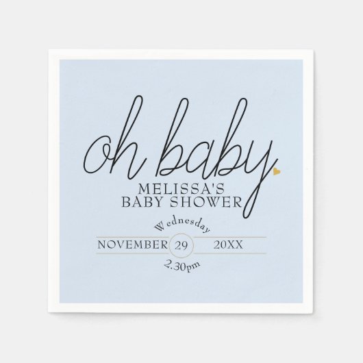 Oh Baby Chic Script Gouden Hart Baby Shower Servet (Voorkant)