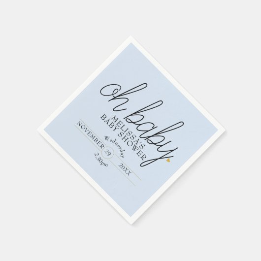 Oh Baby Chic Script Gouden Hart Baby Shower Servet (Hoek)