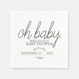 Oh Baby Chic Script Gouden Hart Baby Shower Servet