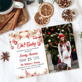 Oh! Baby Christmas Floral Baby shower Foto Kaart