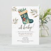 Oh Baby Christmas Stocking Baby shower Kaart (Staand voorkant)
