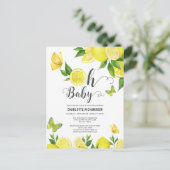 Oh Baby Citrus Lemon Baby shower Aangepaste Uitnod Briefkaart (Staand voorkant)