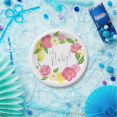 Oh Baby Citrus Lemon Floral Baby shower Lemon Roos Papieren Bordje (Feest)