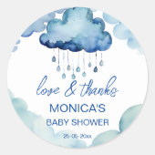 Oh Baby cloud baby shower dank u Ronde Sticker (Voorkant)
