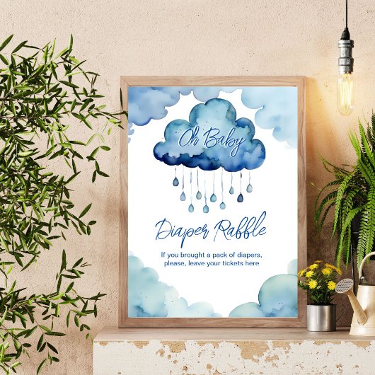 Oh Baby cloud baby shower luier loterij teken Poster