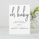 Oh baby Co-ed Minimaal Eenvoudig Baby shower Kaart (Staand voorkant)