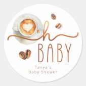 Oh Baby Coffee Baby Shower Favor Sticker (Voorkant)