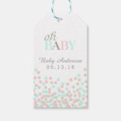 Oh Baby Confetti Baby shower Cadeau Label Roze Bla Cadeaulabel (Voorkant)