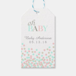 Oh Baby Confetti Baby shower Cadeau Label Roze Bla Cadeaulabel