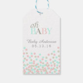 Oh Baby Confetti Baby shower Cadeau Label Roze Bla Cadeaulabel (Achterkant)