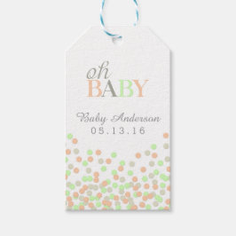 Oh Baby Confetti Baby Shower Cadeautag Coral Mint Cadeaulabel