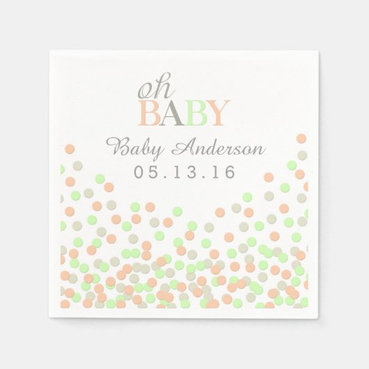 Oh Baby Confetti Baby shower servet | Koraalmunt (Voorkant)